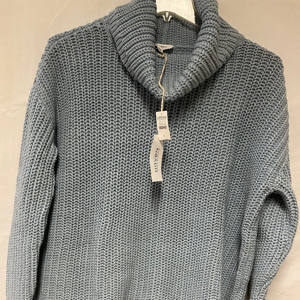 Haven baby blue sweater tunic NWT Large cowl neck
